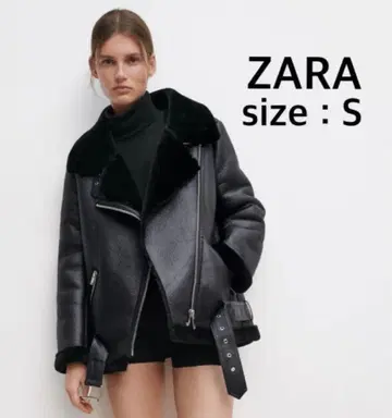 새상품급 ZARA 페이크 무스탕 보아 라이더 자켓 S 블랙