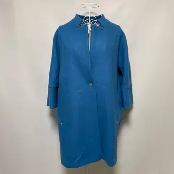 Aga+ 파랑 롱 코트 9호 5부 소매 울 일본제