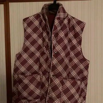 크림슨과 화이트 체크 무늬 다운 베스트 (니시카와 리빙) 홈웨어