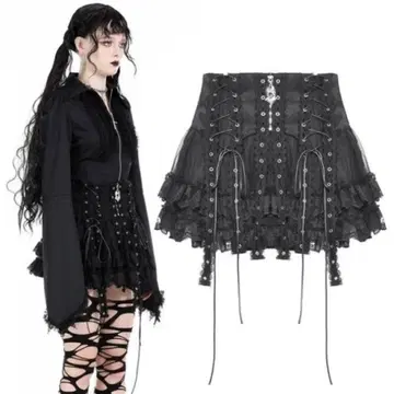 DARK IN LOVE 고스로리 하토메 프릴 미니 스커트