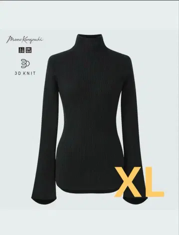 [ XL/블랙 ] 마메쿠로구치 3D 리브 하이넥 스웨터 mame