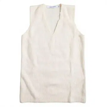 아이보리 V넥 슬리브리스 니트