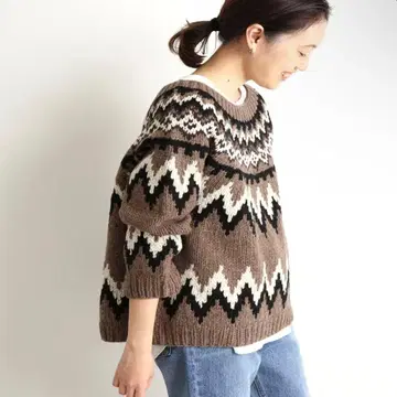 SLOBE IENA 슬로브 이에나 니트 긴팔 아일 베이지 택 포함