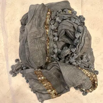 레어 CITRUS 시트러스 울 폼폼 스팽글 스톨