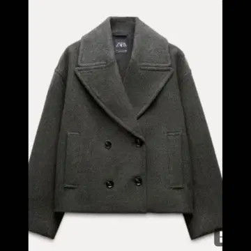 ZARA 숏 기장 더블 브레스트 코트 그레이 M
