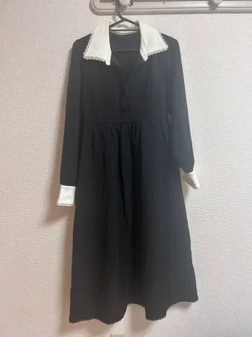 여성 패션 블랙 긴팔 원피스 레이스 카라 부착