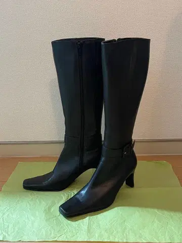 [천연 가죽] 블랙 롱 부츠