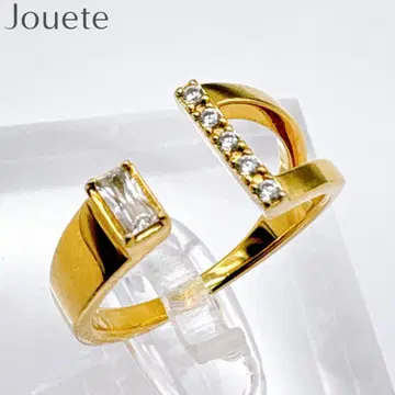 [ Jouete ] 골드 컬러 오픈 링 silver925 에메랄드 컷