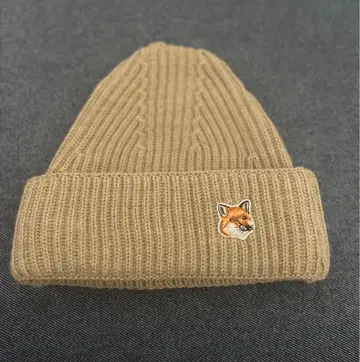 메종 키츠네 베이지 니트 모자