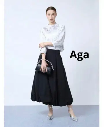 야마다야Aga 벌룬 롱 스커트 블랙