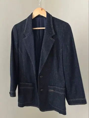 LEONARD 다크 블루 데님풍 테일러드 자켓