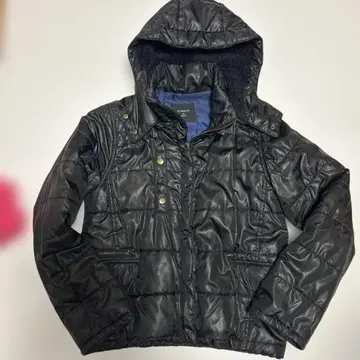 AS KNOW AS de base 블랙 다운 자켓 후드 부착