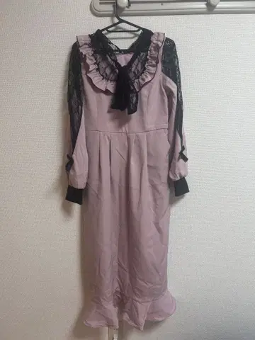 여성용 프릴 달린 핑크 롱 드레스