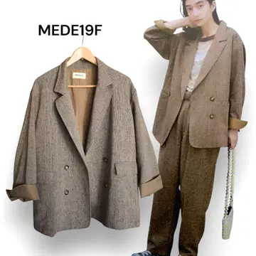 [ MEDE19F ] 울 혼방 트위드 더블 자켓 헤링본 펠리시모