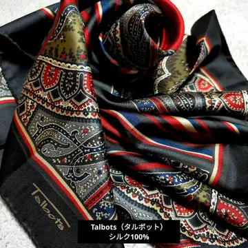 탈봇 이탈리아제 페이즐리 무늬 실크 100% 스카프 86cm