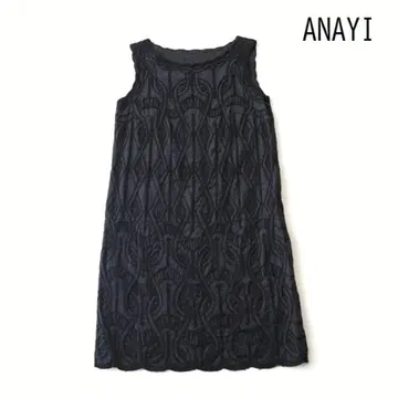 ANAYI 아나이 자수 울 슬리브리스 튜닉 원피스 38 블랙