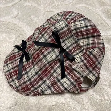 SPINNS 스핀스 체크 무늬 리본 포함 헌팅 캡 코튼