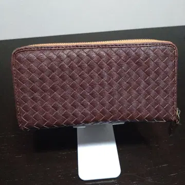 브라운 가죽 뜨개질 장지갑