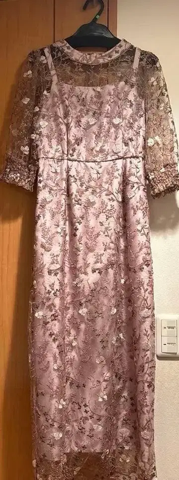 플라워 자수 핑크 반팔 드레스 핑키 오렌지