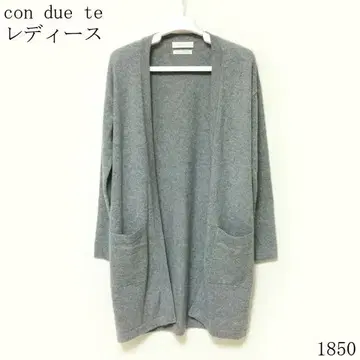 con due te 캐시미어 100% 여성용 그레이 가디건 긴팔