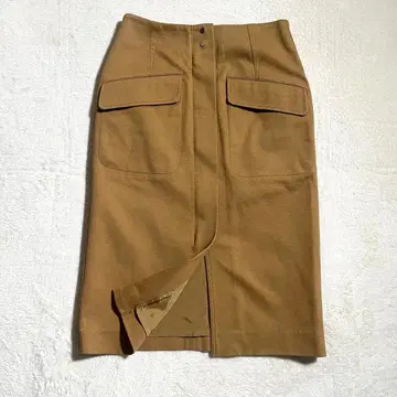 MACPHEE 집업 타이트 스커트 울 롱 32 브라운 카멜