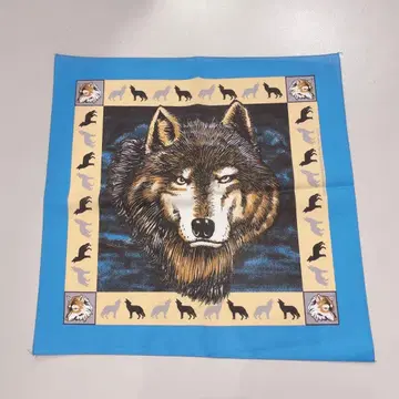 NOS 80s 빈티지 반다나 울프 디자인 USA제