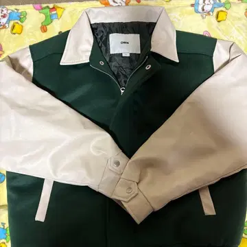 OWN 바시티 자켓 그린/화이트 사이즈 1