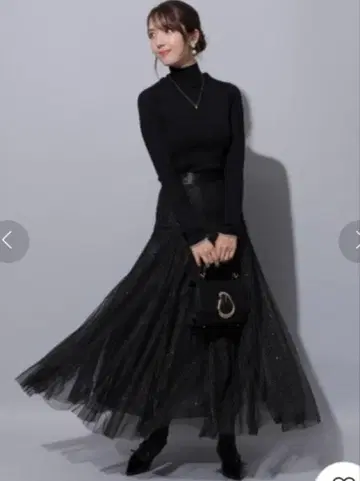 아푸와이저 리셰 호일 라메 샤샤 스커트 니트 세트 블랙