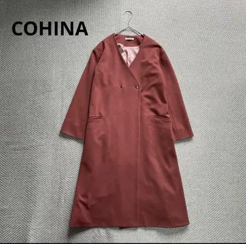 새상품급 COHINA V넥 라이트 분또 코트 골드 버튼 봄/가을 더블