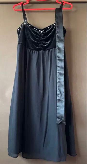 Private Label 블랙 벨벳 쉬폰 롱 드레스 M 사이즈