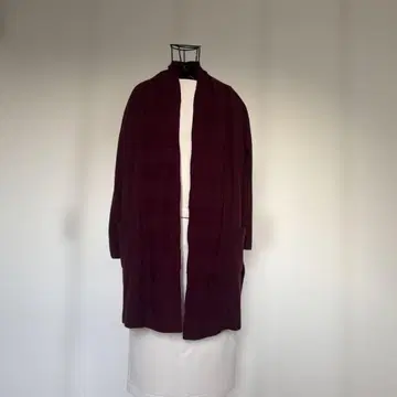 레리안 캐시미어 100% 버건디 롱 가디건