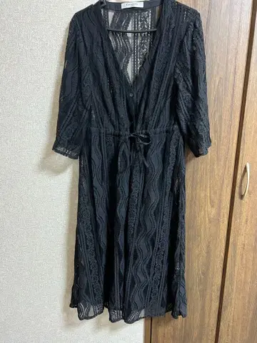 블랙 레이스 원피스 3/4 소매