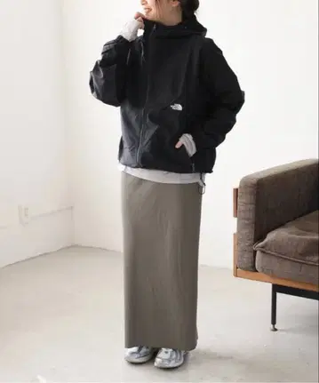 새상품급 저널 스탠다드 탄력 골지 롱 스커트 그레이 스커트