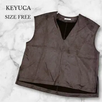 케유카 베스트 스웨이드 느낌 V넥 슬릿 캐주얼 성인 여성 블랙