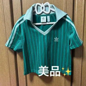 adidas 스트라이프 반팔 피케 셔츠 S 그린