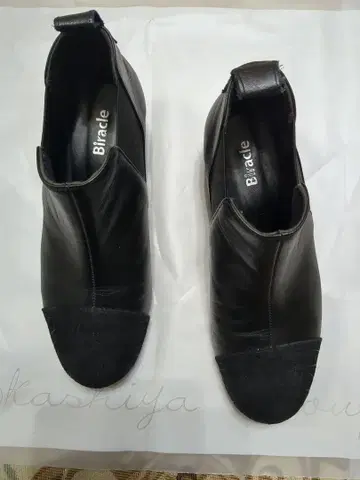 Biracle 블랙 가죽 슬립온 부츠