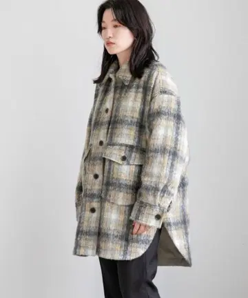 LOWRYS FARM 샤기 체크 셔츠 자켓