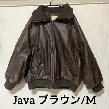 Java 블루종 브라운 M 인조 가죽 오버 사이즈 자켓