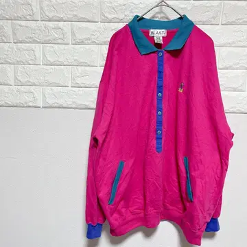 컬러풀 BLAST [ L ] 긴팔 피케 셔츠 핑크/터콰이즈