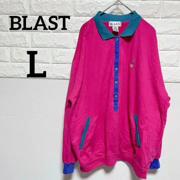 컬러풀 BLAST [ L ] 긴팔 피케 셔츠 핑크/터콰이즈
