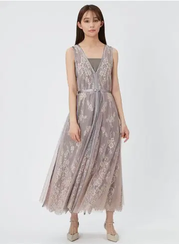 프레이 아이디 메쉬 레이스 레이어드 드레스