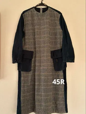 [ 45R ] 코튼 트위드 콤비 헌팅 드레스 ( 인디고 )