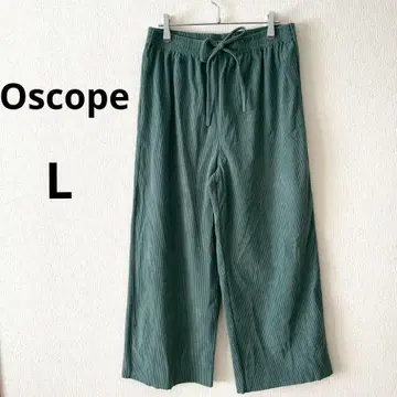 오스코프 와이드 팬츠 L 그린 계열 코듀로이 허리밴딩+끈