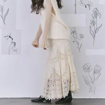 Libra.Cue/크로셰 뜨개질 스커트/크로셰 맥시 레이스 스커트
