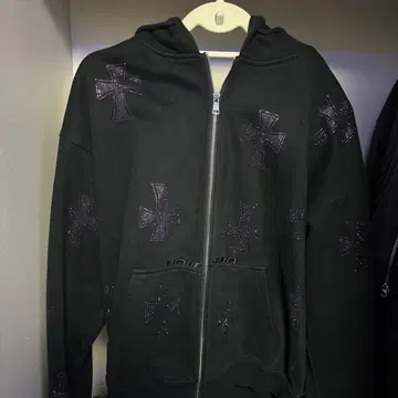 unknown 지퍼 후드티 십자가 보라색