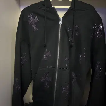 unknown 지퍼 후드티 십자가 보라색