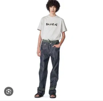A.P.C. sacai 데님 팬츠 그린