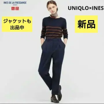 새상품 73 UNIQLO INES 울 블렌드 팬츠 턱 팬츠