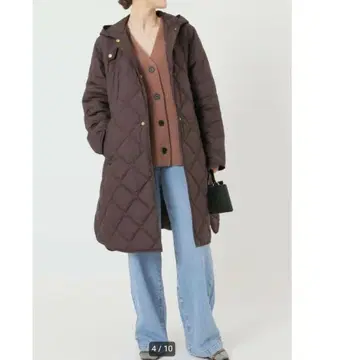 이에나 퀼팅 벤치 코트 브라운 38 미사용