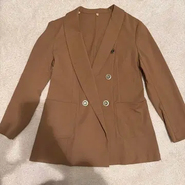 RITSUKO SHIRAHAM 브라운 더블 버튼 테일러드 자켓